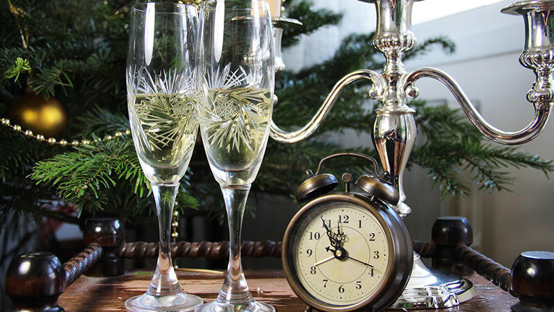 Champagne and clock