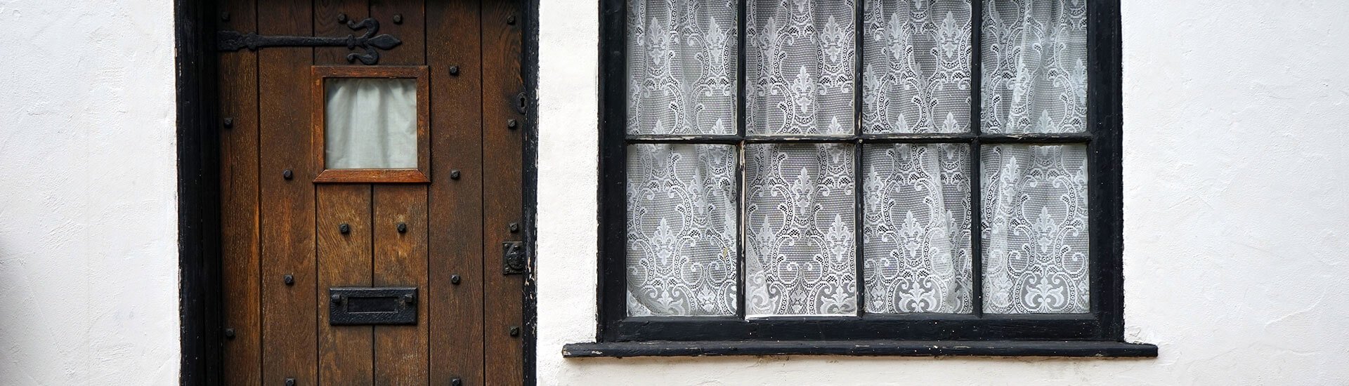 Old traditional timber window and door