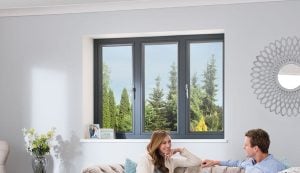 Black aluminium casement window