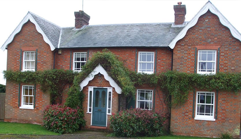 White uPVC sash windows installation