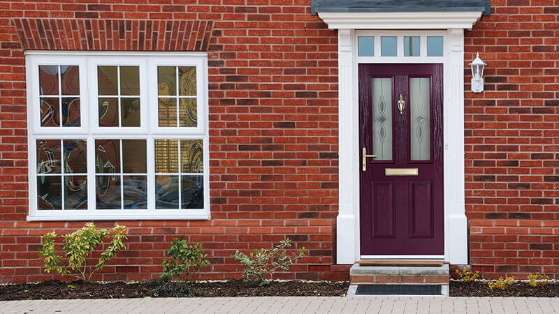 Purple composite entrance door