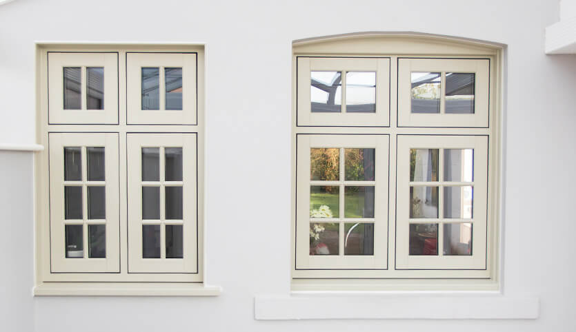 Cream flush sash windows