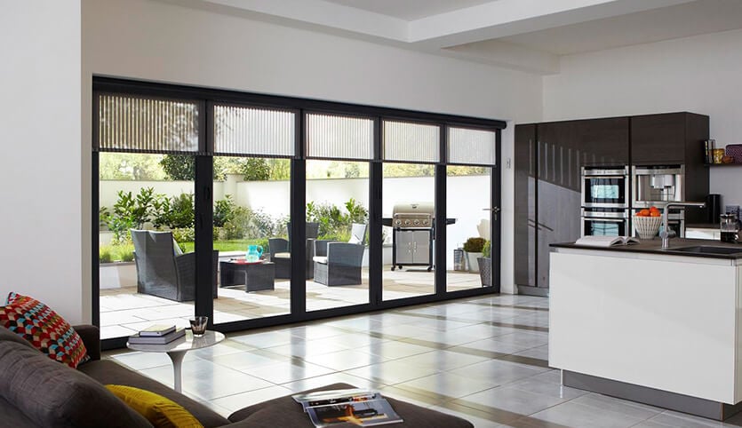 Black aluminium bifold door interior