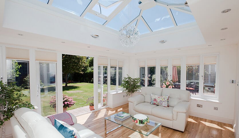 White uPVC orangery interior view