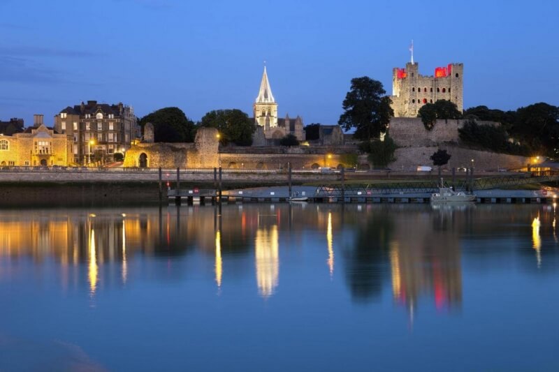 Kent river with reflection in evening