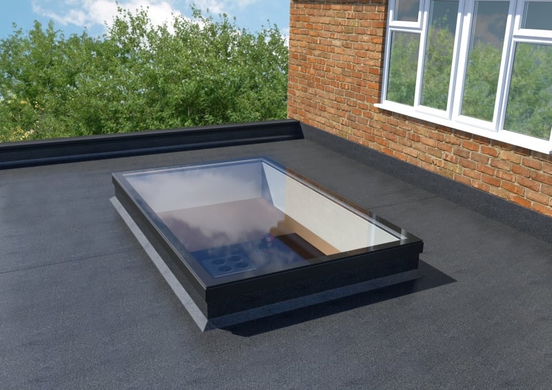 A black flat skylight.