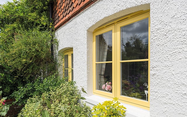 Yellow double glazed window installed in Folkestone.