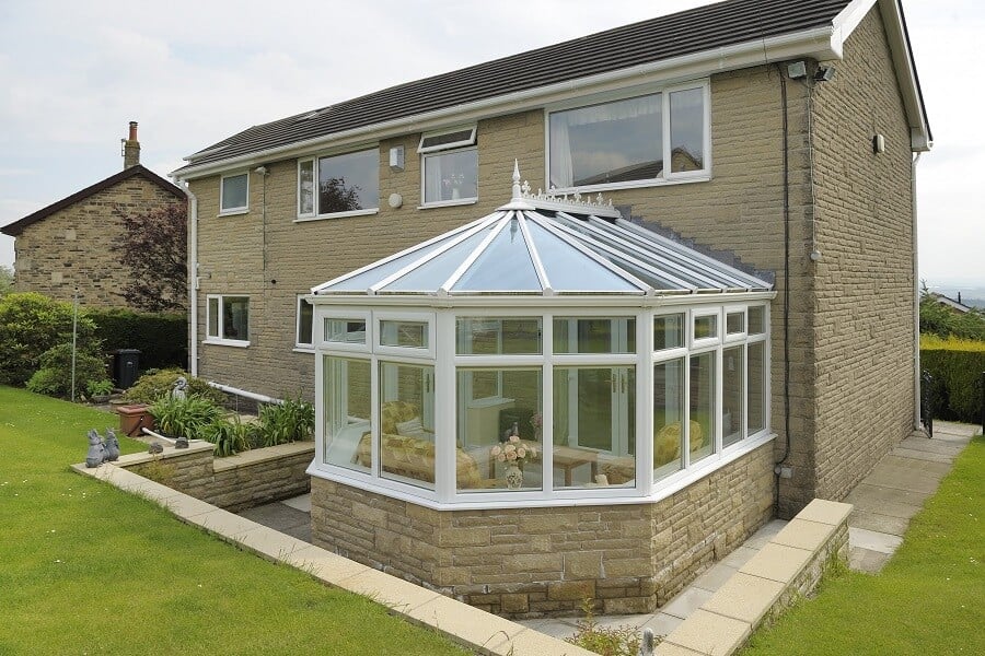 A white Victorian conservatory.