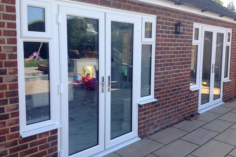 Dual white uPVC french doors