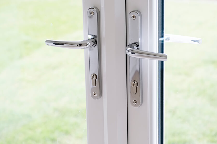 Close up of flush french door