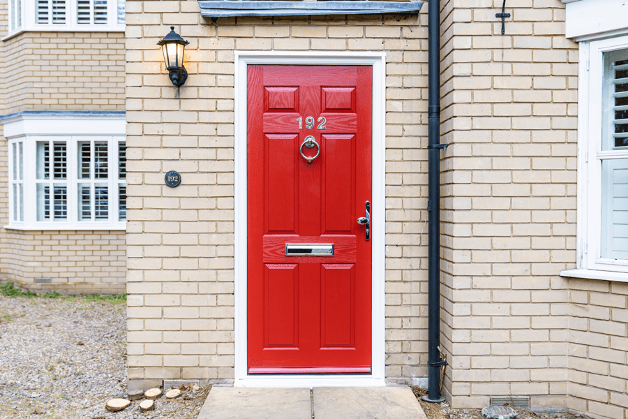 Red composite entrance door